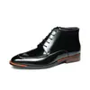 Botines Chelsea para Hombre de Cuero Genuino Brillante Botas de Cuero Británicas Botines Cortos de Punta Alta Zapatos de Cuero de Negocios Botas de Cuero Patentado para Hombre