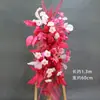 Chiyidai Boda orquídea fila de flores rojo rosa fila de flores de simulación de boda diseño de escena de fila de flores decoración de fondo de compromiso camino de flores guía