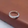 Anel Masculino S925 Prata Esterlina Dedo Indicador Escama de Dragão Simples Distintivo Estilo Hip-Hop Frio Estilo Nicho Anel Aberto Feminino Vintage