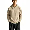 Ropa Nueva para Hombre Cruzando Europa Sudadera con Capucha de Waffle para Hombre Color Sólido Holgada Casual Manga Larga Sudadera con Capucha