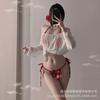 Lencería Sexy, Bikini de Tres Puntos, Cuerpo Mojado, Tentación, Transparente, Apasionado, No Necesita Quitarse, Escotado Halter de Deseo Puro, Transparente Comercio Exterior Transfronterizo