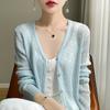 Cardigan de Tricô Fino Estilo Coreano Protetor Solar Feminino Camisa Preta Slim para Ar Condicionado Nova Coleção Verão 2025 Manga Longa Overshirt