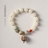 Pulsera de Jade Blanco Bodhi Loto original para mujer, artística, fresca, de hada, buena suerte, quemado de carbón, lindo colgante de pata de gato, pulsera de anillo único