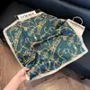 Pañuelo de Seda 70 Cuadrado Moda Coreana de Alta Gama Versátil Profesional Seda Sintética Pequeño Pañuelo de Cuello Estampado Retro Pañuelo de Seda para Mujer