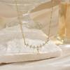Collar con Colgante Doble para Mujer, Colgante de Corona de Lujo Ligero, Diseño de Espiga de Trigo y Flor, Versátil, Sensación de Alta Gama, Lleno de Diamantes, Versátil, Acero de Titanio, No se Desvanece