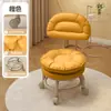 Taburete Pequeño para el Hogar con Ruedas Giratorias, Taburete Bajo con Ruedas, Taburete Redondo Pequeño Móvil con Cojín Suave para Adultos, Adecuado para la Entrada
