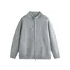 Suéter cárdigan gris del mismo estilo de Wang Anyu para hombre, capa interior de punto cleanfit de invierno, prenda exterior gruesa casual de peso pesado