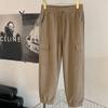 Mono para Mujer 2025 Otoño Mujeres Pierna Acortada Pantalones Casuales Americanos de Cintura Alta para Mujeres Pequeñas con Cinturón Pantalones Deportivos Estrechos