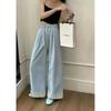 Pantalones Anchos de Retazos Rayados para Mujer, Novedad Primavera/Verano 2026, Cintura Alta, Corte Holgado, Dobladillo Enrollado, Para Personas Bajitas, Pantalones Rectos Cropped