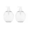 Botella transparente redonda de PET con dispensador de presión, tapa de 28 mm, 500 ml, alta transparencia y diseño visible, botella dispensadora de desinfectante de manos para uso doméstico en el baño