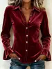 2026 Otoño e Invierno Transfronterizo Europeo y Americano Nuevo Top Camisa Casual para Mujer con Cuello, Mangas de Campana, Terciopelo Coreano, Botones en Color Rosa