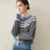 Cárdigan de Cachemira para Mujer %Cachemira Pura Otoño Nuevo Jacquard Fair Isle Tejido Vintage Abrigo Suéter Cálido