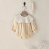 Ropa Infantil Coreana para Bebés Niñas Primavera 2026, Mameluco de Encaje con Solapa Grande y Mangas Abullonadas, Mono de Manga Larga para Bebé