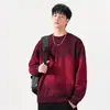 Ropa para Hombre Fengshe / Sudadera Pesada de 360 g para Hombre, Primavera y Otoño, Lavado Degradado, Estampado Casual Americano, Cuello Redondo, Manga Larga