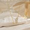 Collar con Colgante Doble para Mujer, Colgante de Corona de Lujo Ligero, Diseño de Espiga de Trigo y Flor, Versátil, Sensación de Alta Gama, Lleno de Diamantes, Versátil, Acero de Titanio, No se Desvanece