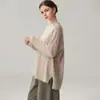 Corto delante, largo detrás, abertura lateral, dobladillo enrollado, de punto suelto para mujer, suéter de cachemira de manga larga, off-the-shoulder, de longitud media