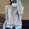 Cardigan de punto de dos piezas para mujer, versión coreana 2026, otoño e invierno, cuello redondo, suéter abrigo con bloques de color, chaqueta holgada de manga larga