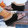 Zapatos de Algodón con Tacones Bordados, Zapatos Peludos para Personas de Mediana Edad y Mayores, Estilo Étnico Cálido, Cómodos Zapatos de Algodón Suaves para Madres, Personalizables