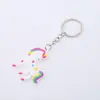 Llavero de unicornio de dibujos animados de Amazon, colgante de caballo arcoíris de goma suave de PVC, joyería, pequeño regalo, juguete en stock
