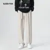 Moda Otoño 2026 Pantalones de Pierna Recta con Caída de Alta Calidad para Hombre Estilo Retro Japonés Versátiles Sueltos de Pierna Ancha Largos hasta el Suelo