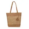 Bolsa de Palha Tecida Estilo Relaxado para Mulheres 2026 Novo Estilo Bolsa de Palha com Franjas Bolsa de Praia para Férias na Costa Bolsa de Ombro de Grande Capacidade