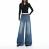 Naranja joven # Jeans de pierna ancha, modernos y versátiles para mujer, con un lavado único, un corte favorecedor que estiliza la figura y un diseño hasta el suelo