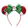 Diadema Navideña de Orejas de Ratón Mickey Mouse para Parque de Atracciones Fiesta Disfraz Accesorios para la Cabeza Navideños Diadema con Lazo