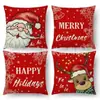 Amazon Transfronterizo Temu Nuevo Cojín de Almohada Navideño Decoración para el Hogar Felpa Corta Lino Funda de Almohada Estampada