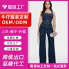 [Overol de Mezclilla Personalizado] Xintang Europeo y Americano Latinoamericano Casual Mono de Tirantes para Mujer