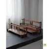 Juego de té de madera maciza de nogal negro norteamericano, soporte para tazas de té, estante de almacenamiento para tetera de arcilla púrpura, exhibición de mesa, estante de exhibición antiguo, estante de almacenamiento