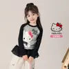 Camiseta Infantil Meninas Elefantinho Tutu Primavera 2026 Nova Cartoon Infantil Blusa Básica Color Block Pai e Filho Gola Redonda Tendência