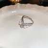 Estilo Minimalista Anillo Geométrico de Circonita Ins Anillo para Dedo Índice de Gama Alta Nicho Joyería Versátil Simple de Moda para Mujeres