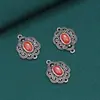 Anillo doble de plata de ley S925 color negro tinta con ágata rojo del sur, accesorios de nube auspiciosa retro, material para abalorios hechos a mano para DIY