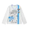 Estilo Coreano Linda Dibujo Animado Femenino Estampado Integral de Estrellas Cuello en V Manga Larga Cubre-Traje Camiseta Mujer Otoño Nuevo Holgado Tendencia Top