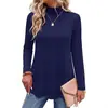 Camisetas Europeas y Americanas Transfronterizas de Amazon Otoño/Invierno 2026 Nuevas de Cuello Alto de Manga Larga de Color Sólido Casual Camiseta Básica para Mujer