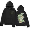 Sudadera con cremallera y estampado de camelia, diseño moderno, pintura al óleo, crayón, sudadera casual holgada, chaqueta cárdigan para hombre