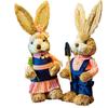 Presente Coelho de Palha 35cm Decoração de Páscoa Figura Fofa Coelho Lembrança Prêmio Pequeno Presente de Aniversário