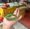 Pulsera ancha de jade Hetian color verde agua de lago de alta defensa al por mayor material exterior azul antiguo pulsera redonda fina de agua clara joven