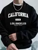 Sudadera Estampada para Hombre de California Los Ángeles Sudadera de Invierno Cuello Redondo Estilo Urbano Lana Cálida Holgada Sudadera con Capucha Ropa Casual