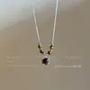 Colar marrom Maillard colar de couro com pedra olho de tigre para mulheres estilo chinês camadas múltiplas colares corrente de clavícula versátil temperamento