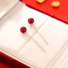 Pendientes de borla de frijol rojo angoleño de Plata de Ley S925 para Mujer, Pendientes de Nicho Exquisitos de Gama Alta, Modelo Nuevo Año 2026