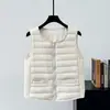 90 Plumas de Ganso Branco Patchwork Gola Redonda Jaqueta de Penas Forro Feminino Curta Leve Camada Interna Colete Quente Colete de Yoga 2026