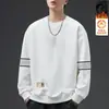 Moletom Masculino Gola Redonda Estampado Outono e Inverno Novo Solto de Veludo Manga Longa Pulôver Moda Casual Versátil Camisa Base Tendência Masculino