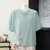 Conjunto de verano para madre, nueva camiseta de manga corta de estilo nacional chino, bordado vintage, top holgado para mujeres de mediana edad y mayores