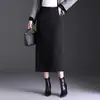 Nova Moda Saia Midi Reta Quente Versátil para Mulheres 2026 Inverno Estilo Coreano Cintura Alta Emagrecedora Justa ao Corpo Comprimento Médio Tendência