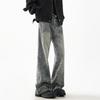 Jeans jacquard estilo americano, estilo high street, tendência de outono, lavado, reto, casual, solto, Duffian, calças bonitas