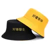 Sombrero de Pescador Bordado de Texto de Doble Cara para Pareja de Hombres y Mujeres, Sombrero de Cubeta para Estudiantes Lindo con Protección Solar para Primavera y Verano, Sombrero Fresco Pequeño