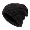 Gorro de invierno de color liso con forro polar para hombre y mujer, gorro de punto cruzado para exteriores, gorro de lana cálido con cuello de montar para otoño e invierno