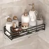 Estante de baño rectangular largo, solución de almacenamiento montada en la pared sin perforaciones para usar en lavabo e inodoro