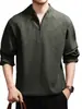 Sudadera de punto gofre de alta gama, ligera y con textura para hombre, con un diseño retro de media cremallera, un corte relajado y mangas largas, adecuada para el uso diario.